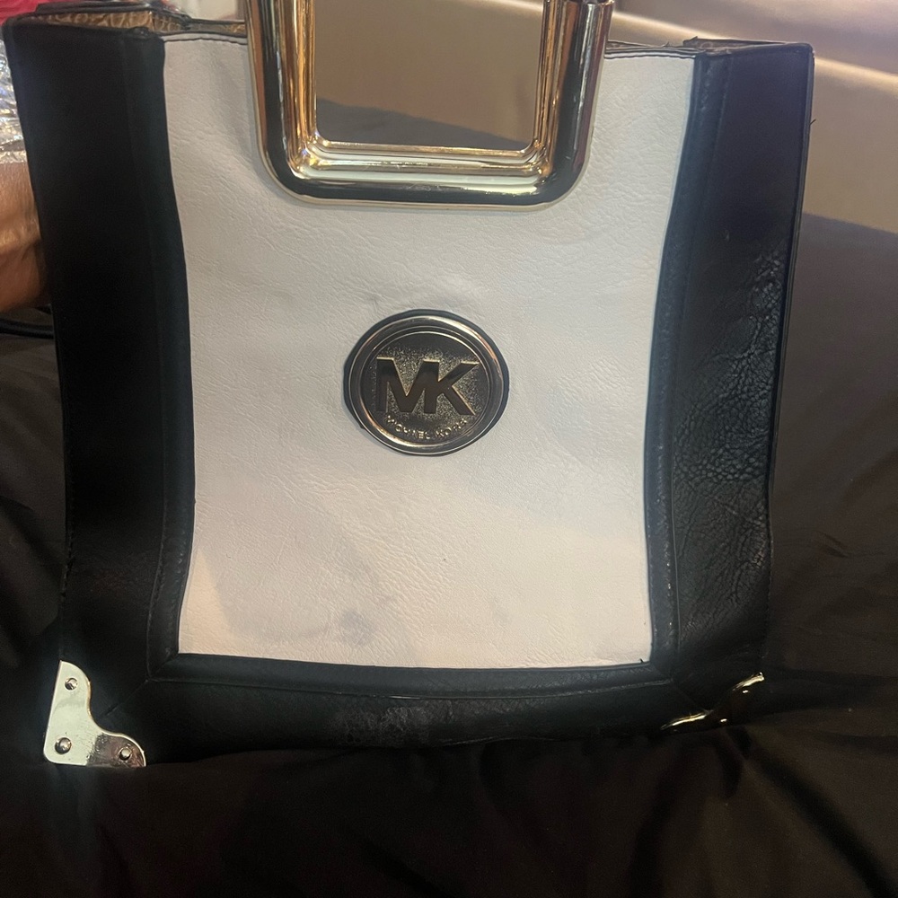 Michael Kors Black and White Tote with Bold Color Blocking